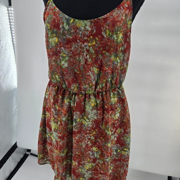 Lush Dresses & Skirts - Lush Red Floral Scoop Neck Open Back Lined Hi-Lo Dress Large